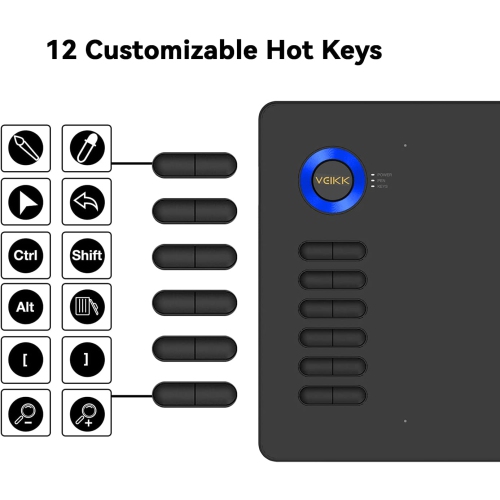 Tablette graphique A15 10 x 6 po à stylet passif et 12 touches de raccourci