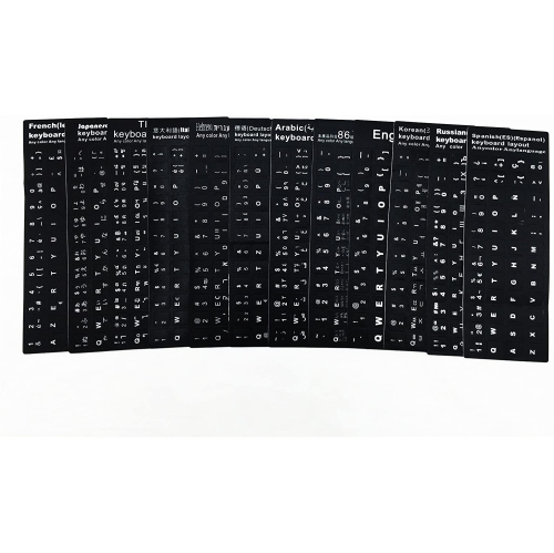 4PCS Self-adhesive Waterproof Replacement Computer Laptop Keyboard Stickers White Lettering with Non Transparent Black