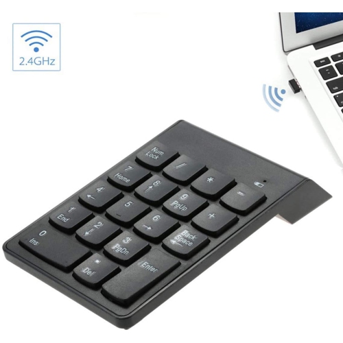 Clavier numérique à 18 touches, pavé numérique sans fil avec récepteur USB 2,4 GHz, compact et mince pour portable