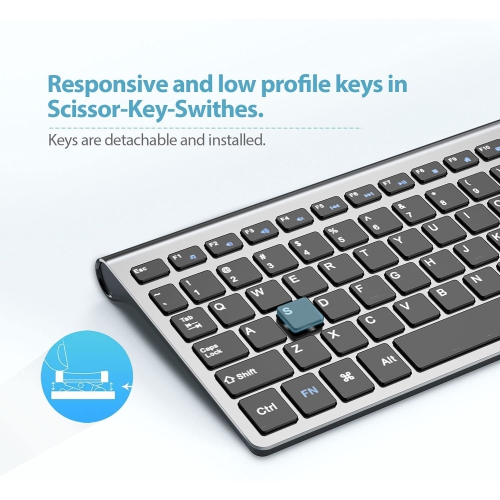 Wireless Keyboard, 2.4G Slim and Compact Wireless Keyboard for PC, Mac,iMac，Desktop, Computer, Laptop,