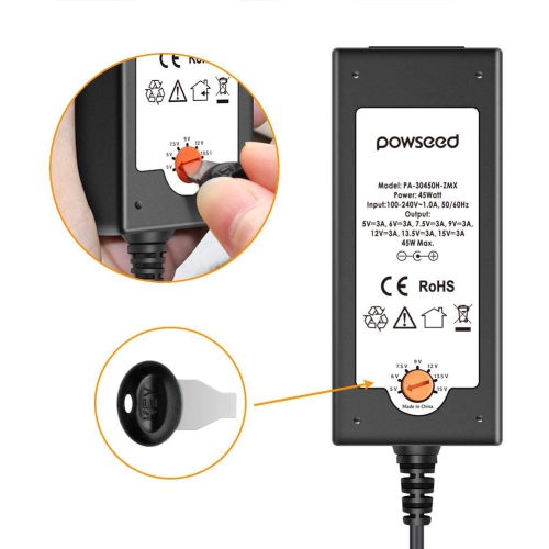 45W 5V 6V 7.5V 9V 12V 13.5V 15V Universal AC Adapter for Household Electronics Routers CCTV IP Cameras Speaker