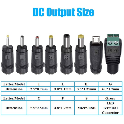 [Upgraded Version] 30W Universal AC/DC Adapter Switching Power Supply with 8 Selectable Adapter Tips, Including