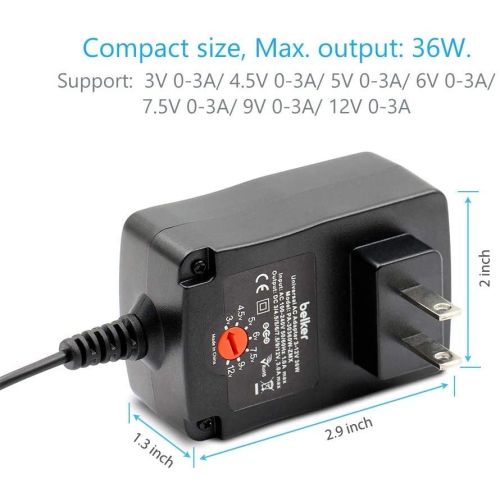 36W Universal 3V 4.5V 5V 6V 7.5V 9V 12V AC DC Adapter Power Supply for LCD LED Light Strip Router Speaker Smart