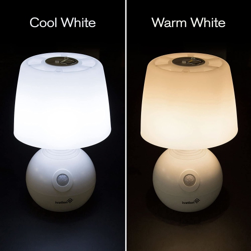 12-LED Battery Operated Motion Sensing Table Lamp - Dual Color Range - Available Settings Include Manual &