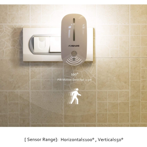 Motion Sensor Night Light, Eye Friendly design Front Low Light and Brighter Back Light nightlights for Bathroom,