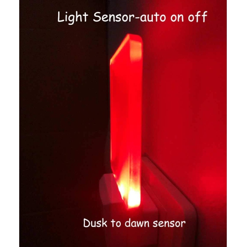 Red LED Night Light 2 Pack, Auto Night Light Plug in, Dusk to Dawn Light Sensor