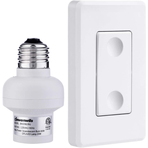 Remote Control Light Lamp Socket E26 E27 Bulb Base Adapter, No Wiring, Wall Mounted Wireless Controlled