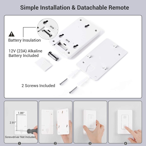 Remote Control Light Lamp Socket E26 E27 Bulb Base Adapter, No Wiring, Wall Mounted Wireless Controlled