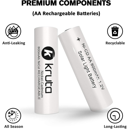 Solar Light AA Ni-CD 800mAh Rechargable Batteries,AA Rechargeable Batteries for Solar Lights Solar Lamp(20 Pack)