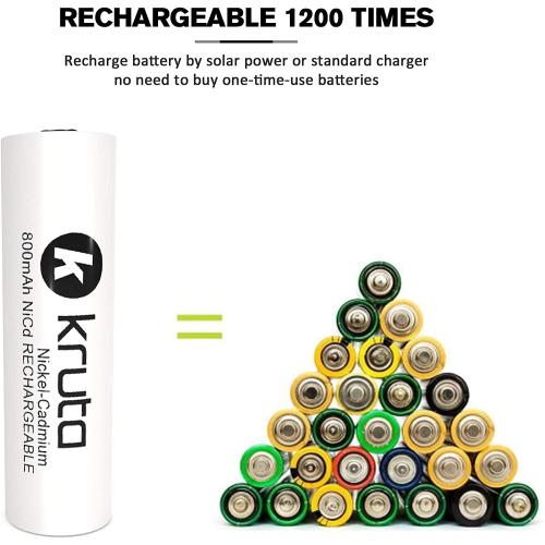 Solar Light AA Ni-CD 800mAh Rechargable Batteries,AA Rechargeable Batteries for Solar Lights Solar Lamp(20 Pack)