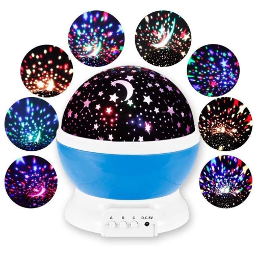 E ELELIFE Ceiling Projector, Star Night Light with 4 LED Bulbs , 360 Degree Rotation Colorful Moon Night Lamp