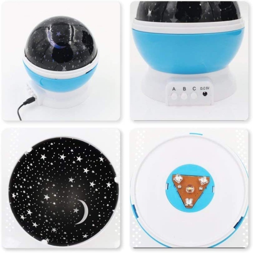 E ELELIFE Ceiling Projector, Star Night Light with 4 LED Bulbs , 360 Degree Rotation Colorful Moon Night Lamp
