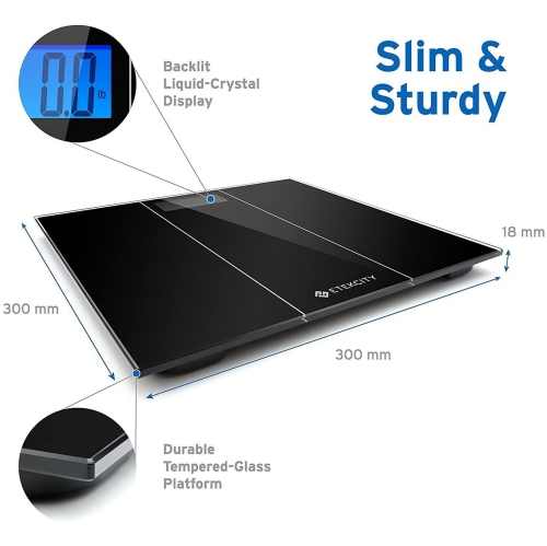 Digital Body Weight Bathroom Scale with Tempered Glass, Ultra Accurate, Large Easy-to-Read Backlit LCD