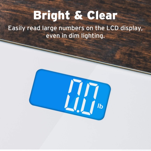 Bathroom Body Weight Scale, Round Corner Platform Digital Scale, Large Backlit Display and High Precision