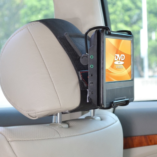 Universal Car Headrest Mount Holder with Angle- Adjustable Holding Clamp for 7-10 Inch Swivel Screen Portable DVD
