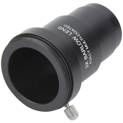 1.25 inches 3X Barlow Lens Fully Black Multi Coated with M42x0.75mm Thread for Standard Telescope Eyepiece Astronomy