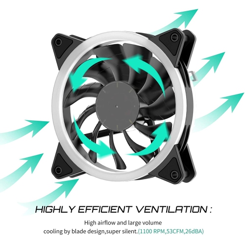 Computer Case Fan 120mm LED Silent Fan for Computer Cases, CPU lers,Water ler and Radrs Ultra