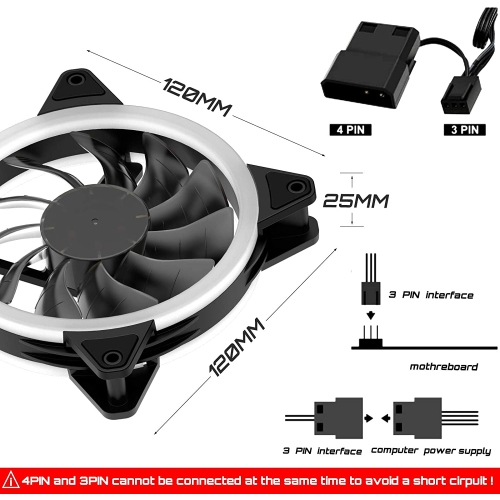Computer Case Fan 120mm LED Silent Fan for Computer Cases, CPU lers,Water ler and Radrs Ultra
