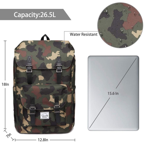 Backpack for Men, Casual Water-Resistant Hiking Camping Daypack Rucksack Travel School Backpack Drawsg