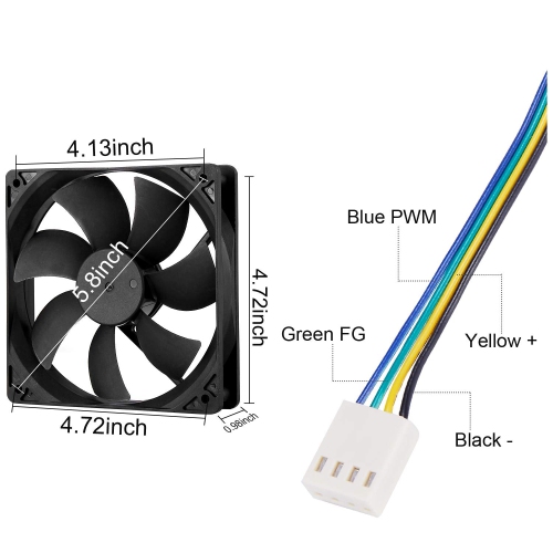 120mm PC Case Fan 4Pin High Performance Computer CPU ler PWM Case Fan 800-2200RPM 40-75CFM