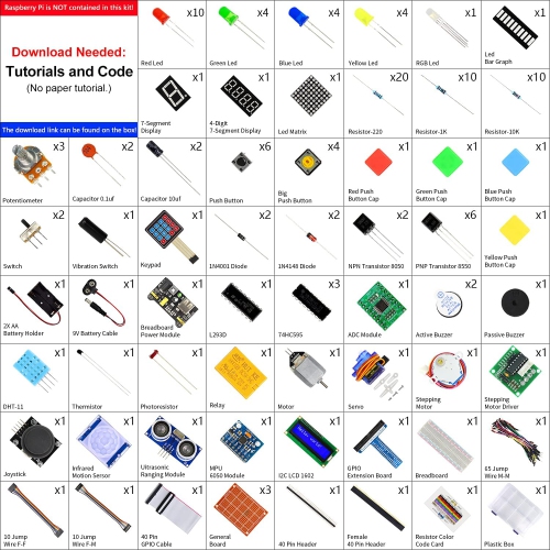 Ultimate Starter Kit pour Raspberry pi 4 B 3 B+ 400, tutoriels détaillés de 561 pages, Python C Java Scratch Code,