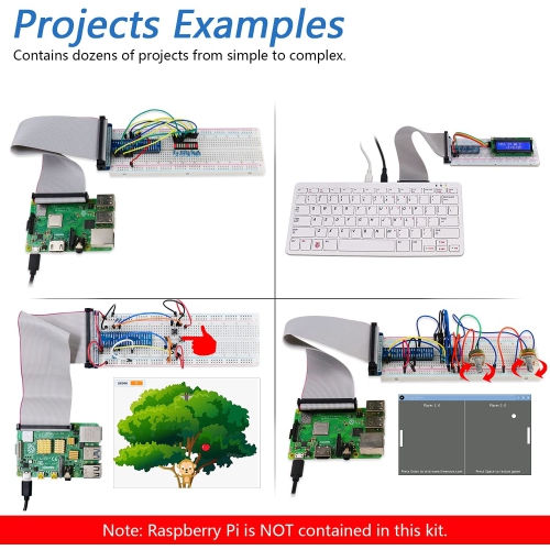 Ultimate Starter Kit pour Raspberry pi 4 B 3 B+ 400, tutoriels détaillés de 561 pages, Python C Java Scratch Code,