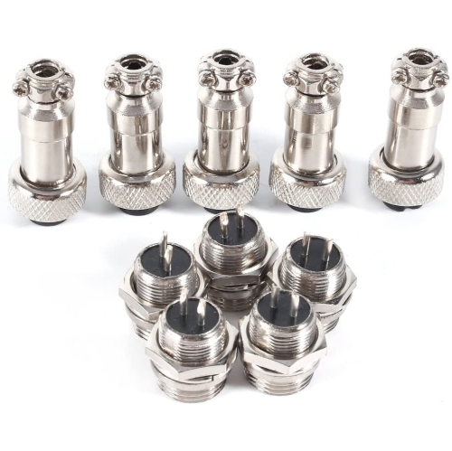 Aviation Plug Connector, 10 Pairs Mounting 12mm Dia Thread Screw Metal Aviation Male Female Socket Connector Plugs (2