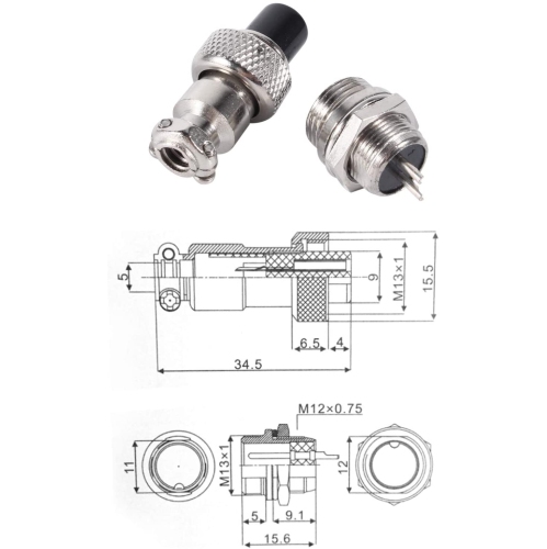 Aviation Plug Connector, 10 Pairs Mounting 12mm Dia Thread Screw Metal Aviation Male Female Socket Connector Plugs (2
