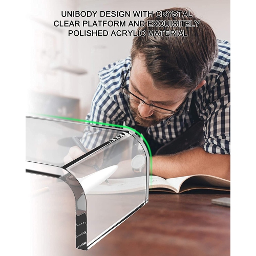 Monitor Stand, Premium Acrylic Computer Monitor Riser for Home Office Business w/ Sturdy Platform, PC Desk