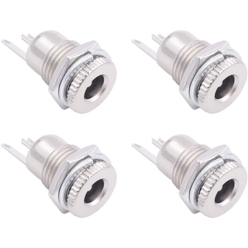 ALBERTATECH  (4-Pack) 5.5MM X 2.1MM Female Dc Power Jack Socket Panel Mount 2 Pin Solder Type Metal Power Supply Jack