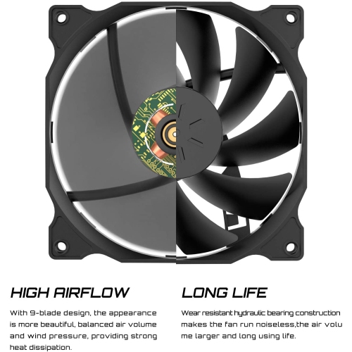 3-Pack Long Life Computer Case Fan 120mm ling Case Fan for Computer Cases ling(12BK3-3)