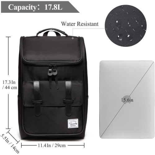 Sac à dos pour hommes, sac à dos rétro résistant à l’eau, sac à dos scolaire avec portable rembourré de 15.6 po RCollege