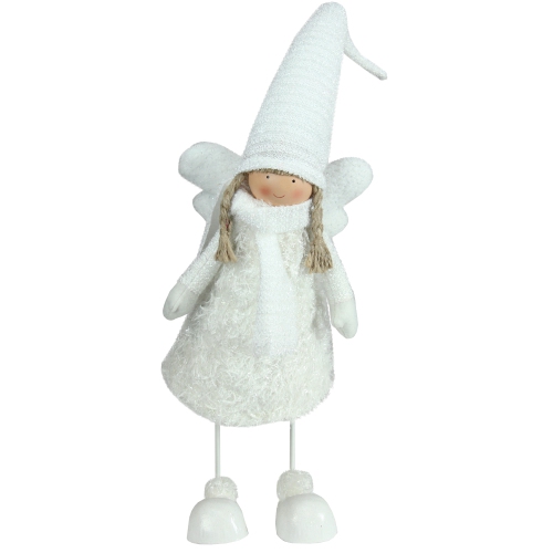 NORTHLIGHT  26.75" Bobble Girl Angel Christmas Tabletop Figurine In White