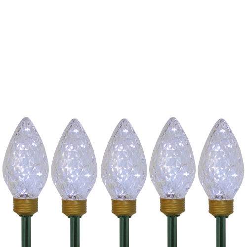 5ct LED Lighted C9 Christmas Pathway Marker Lawn Stakes - Clear Lights