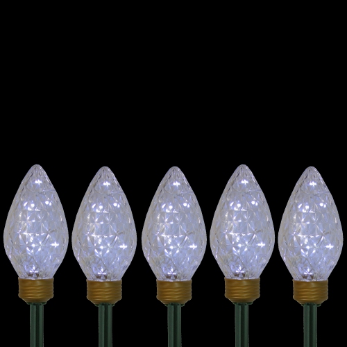 5ct LED Lighted C9 Christmas Pathway Marker Lawn Stakes - Clear Lights
