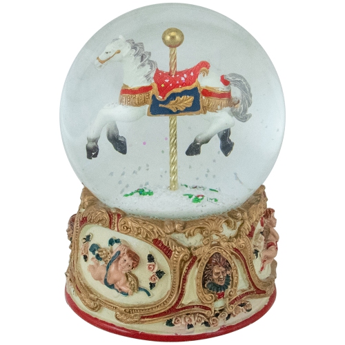 NORTHLIGHT  "5.5"" Musical Carousel Horse Christmas Snow Globe"