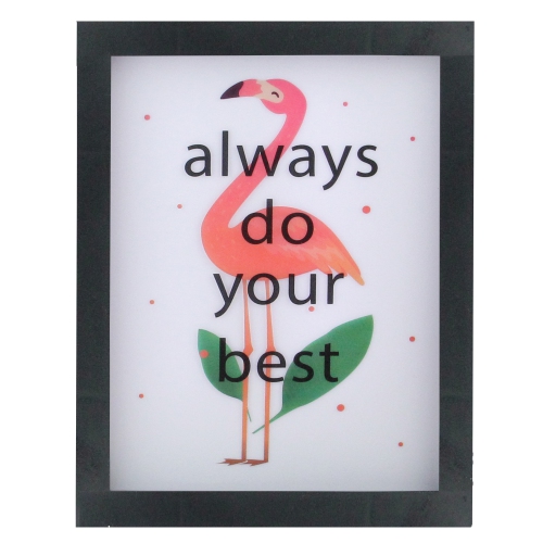 NORTHLIGHT  Led Lighted 'always Do Your Best' Flamingo Framed Light Box 9" X 7"