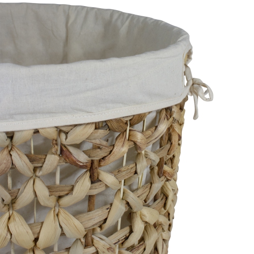 16" Natural Woven Laundry Hamper Basket with Cotton Liner and Lid