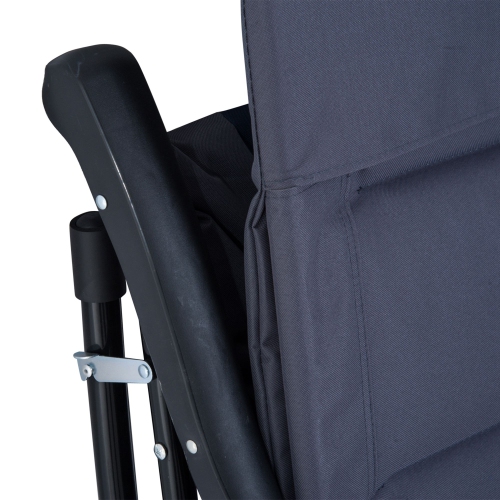 Outsunny 2pc Patio Foldable Rocking Chair Set w/ Soft Padded Seat, Backrest, and Headrest for park, backyard, garden, Navy Blue