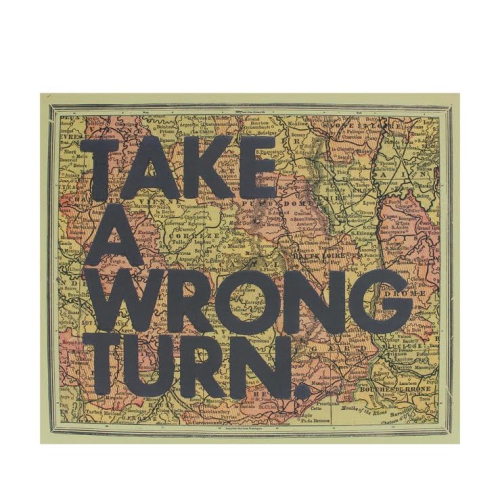MIDWEST  12" Inspirational Quote "take A Wrong Turn" Colorful Framed Atlas Map Hanging Wall Art