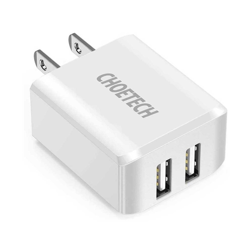 Choetech 2 Port USB Wall Charger - White - Brand New