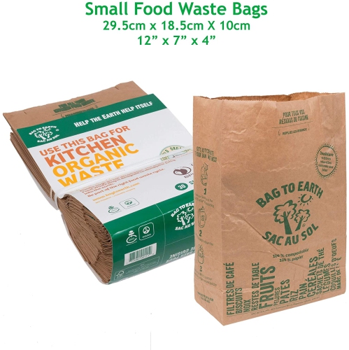 Bag to Earth Small Food Waste Bags 120-Pack Compostable Bag Leak Resistant 12in x 7.5in x 4.25in
