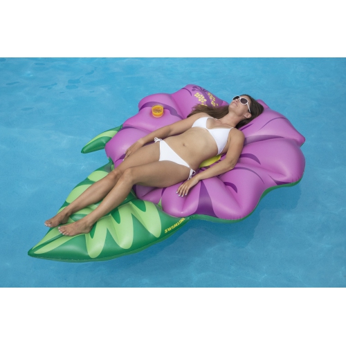 70" Inflatable Green and Pink Summer Hibiscus Flower Lounge Pool Float
