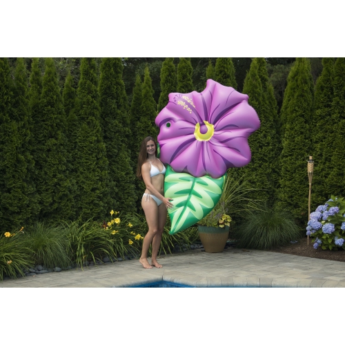 70" Inflatable Green and Pink Summer Hibiscus Flower Lounge Pool Float
