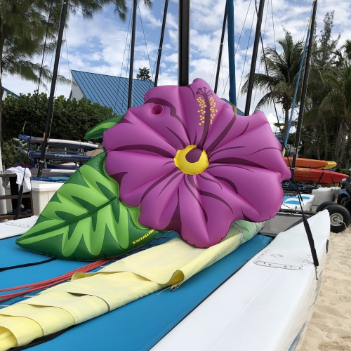 70" Inflatable Green and Pink Summer Hibiscus Flower Lounge Pool Float