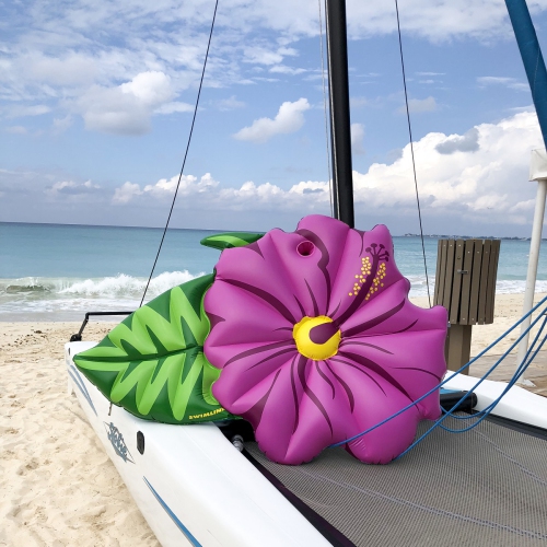 70" Inflatable Green and Pink Summer Hibiscus Flower Lounge Pool Float