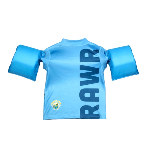 18-Inch Light Blue Boys Swim Shirt "Rawr" Floaties With a Dinosaur