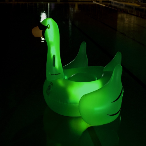 75" Inflatable Giant LED Lighted Color Changing Swimming Pool Ride-On Swan Float Lounger