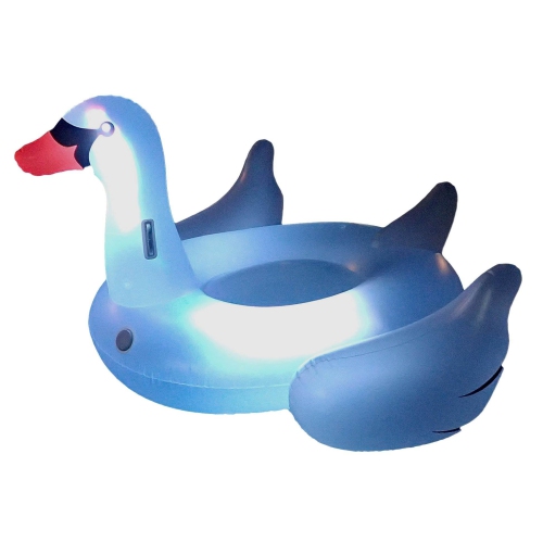 75" Inflatable Giant LED Lighted Color Changing Swimming Pool Ride-On Swan Float Lounger