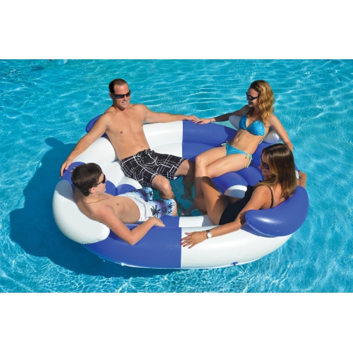 84" Water Sports Inflatable Blue and White Sofa Island Swimming Pool Lounger